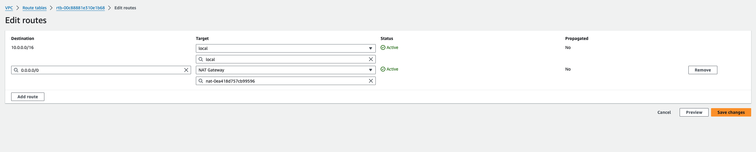 Config route cho private subnet trỏ vào NAT gateway